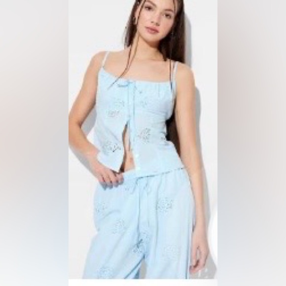 Wild Fable Sky Blue eyelet top and matching pants